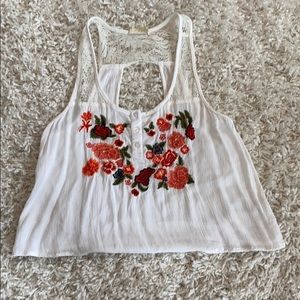 LA Hearts white flower tank